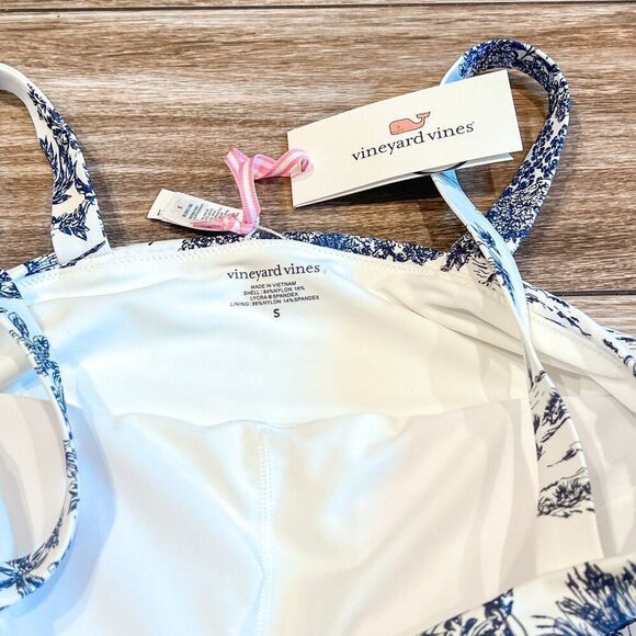 NWT! Vineyard Vines Women's Navy White One Piece Swimsuit Vineyard Toile Small - Picture 3 of 5